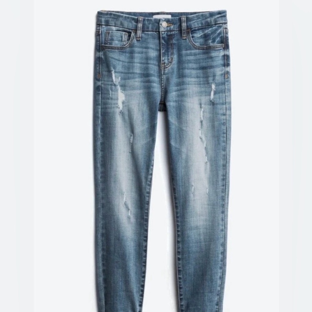 Studio Blue Distressed Straight Leg Jeans